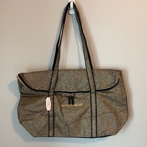 NWT Gold glitter Victoria’s Secret overnight bag large